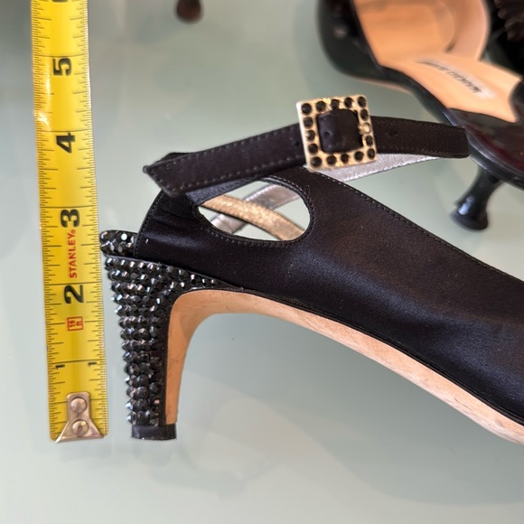 Rodo Shoes - RODO Black Satin 2.5” Rhinestone Heels with feminine buckled strap (EU41)